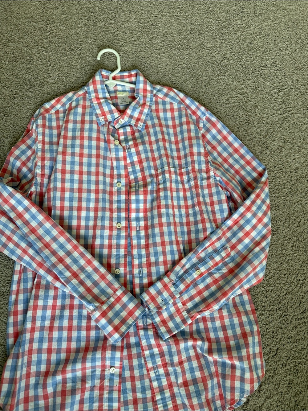 J crew crewcuts boys Red & Blue Check Button-Down Shirt